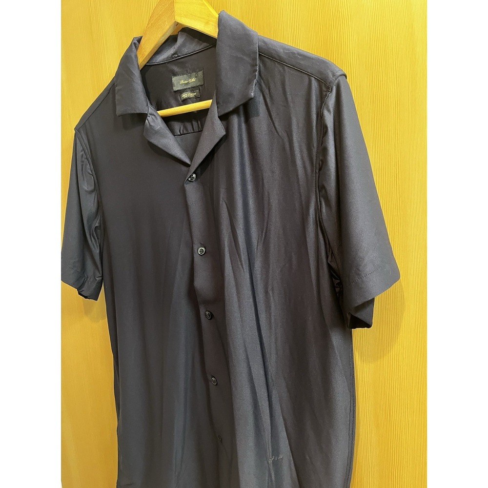 Porter & Ash Kinetic Stretch Shirt Mens Small Navy Blue Short Sleeve Camp Collar - Picture 3 of 9